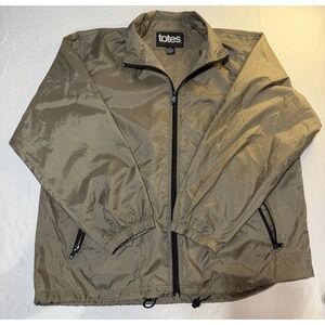 Totes Brown Tan Wind Breaker‎ Rain Jacket Mens XL Nylon Zip Up Outdoors Hiking